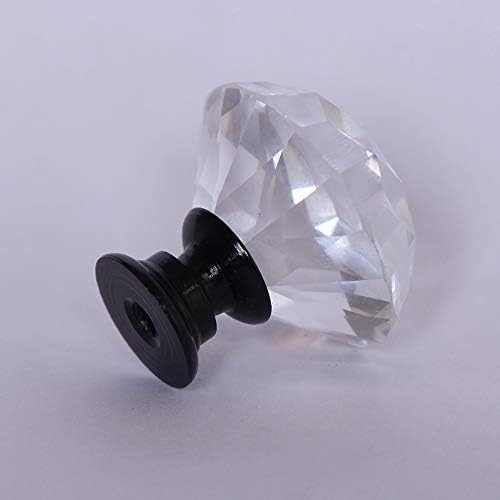 Luxury Crystal Glass Cabinet Knobs - Black Metal Base