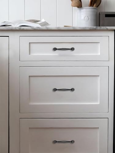 10 Pack Rustic Black Cabinet Pulls for Kitchen Drawers and Cabinets