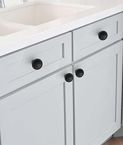 Sturdy Durable 8-Pack Flat Black Cabinet Knobs with Sunburst Pattern