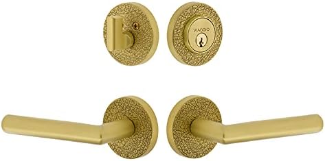 Viaggio 629710 Entry Set with Moderno Lever and Deadbolt in Satin Brass