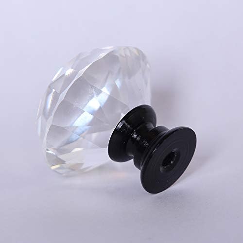 Luxury Crystal Glass Cabinet Knobs - Black Metal Base