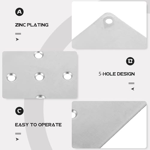 8-Piece Furniture Leg Bracket Set Zinc Plated Silver Easy to Install