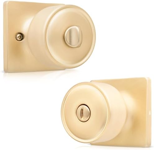 Honeywell 8103614 Brushed Gold Door Knob with Privacy Lock