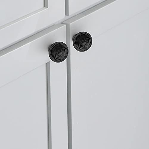 Sturdy Durable 8-Pack Flat Black Cabinet Knobs with Sunburst Pattern