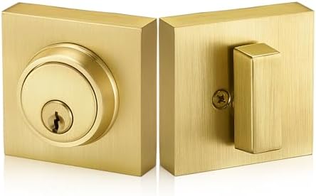 Gold-Satin Brass Single Cylinder Deadbolt Lock Set with 3 Keys