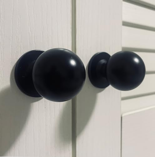 Trust4Care 8-Pack 1-13 Matt Black Cabinet Knobs with Wide Base Backplate