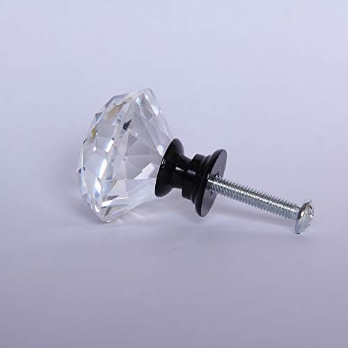 Luxury Crystal Glass Cabinet Knobs - Black Metal Base