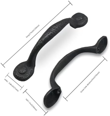 10 Pack Rustic Black Cabinet Pulls for Kitchen Drawers and Cabinets