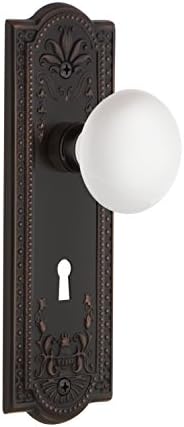 Nostalgic Timeless Plate Set with Keyhole Privacy Blocking Door Knob in Bronze