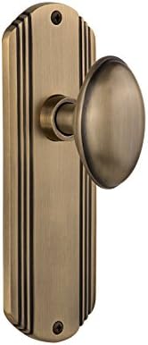 Nostalgic Warehouse Deco Door Plate Set with Homestead Knob 2375 Antique Brass