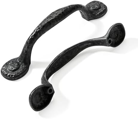 10 Pack Rustic Black Cabinet Pulls for Kitchen Drawers and Cabinets