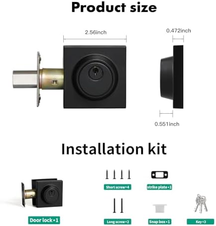 YAGU Modern Square Keyed Deadbolt Lock