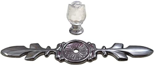 4 Pack Rose Flower Drawer Dresser Knobs with Plate