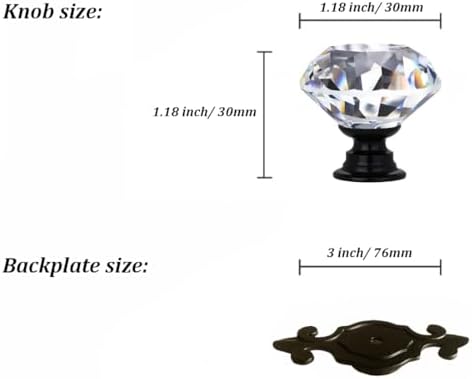 Elegant Crystal Glass Cabinet Knobs Set of 4