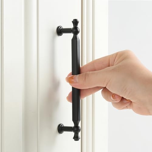 Sturdy Matte Black Kitchen Handles 5-Inch Pack for Rustic Cabinets