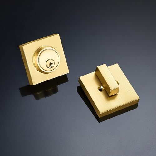 Gold-Satin Brass Single Cylinder Deadbolt Lock Set with 3 Keys