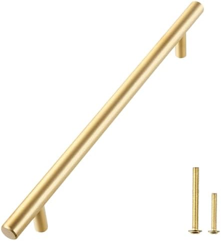 Premium Solid Brass Cabinet Pulls Gold Euro Style Durable Kitchen Bathroom Hardware