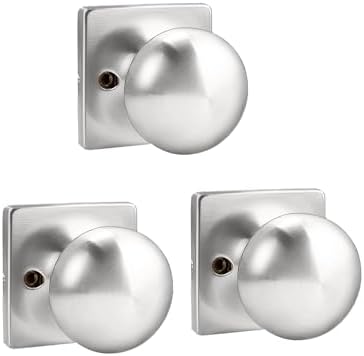 3-Pack Satin Nickel Dummy Door Knobs for French Doors