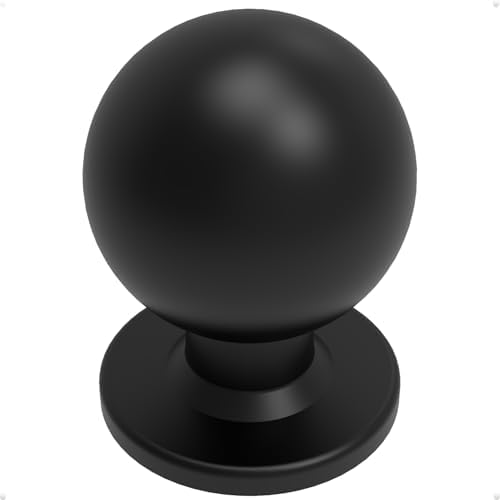 Trust4Care 8-Pack 1-13 Matt Black Cabinet Knobs with Wide Base Backplate