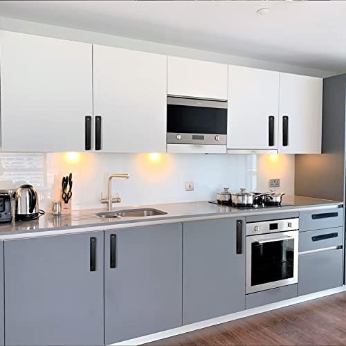 12 Pack 5 Inch Matte Black Cabinet Pulls with Base Plates