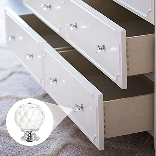 Stunning 6-Piece Round Crystal Knobs for Cabinets and Cupboards