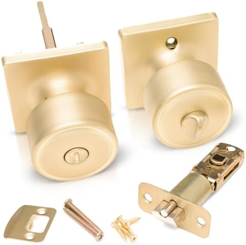 Honeywell 8103614 Brushed Gold Door Knob with Privacy Lock