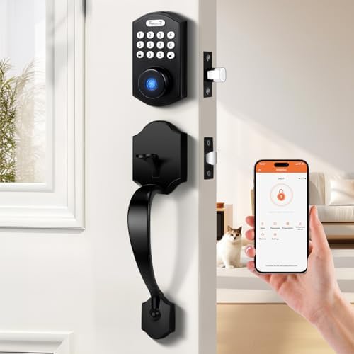 Probrico Door Lock Set Keyless Entry with Fingerprint App Unlock Black