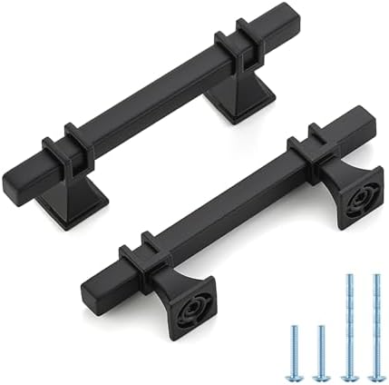 30 Pack 3 Inch Black Cabinet Handles Square Zinc Alloy Pulls