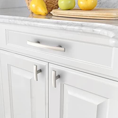 Sturdy 10-Pack Kitchen Cabinet Pulls 3 Hole Center Brushed Nickel Finish