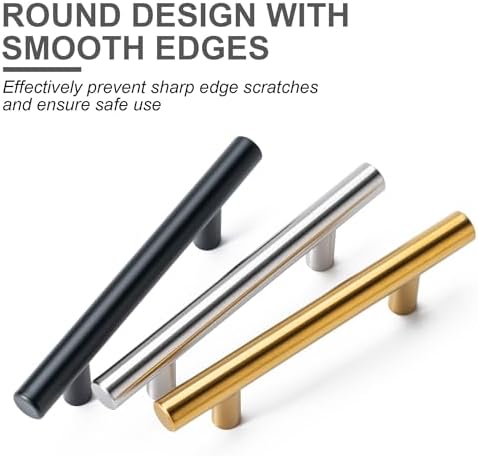 10 Pack Brushed Brass Cabinet Handles 5 Inch Long 3 Inch Center Hole