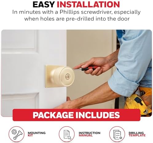 Honeywell 8103614 Brushed Gold Door Knob with Privacy Lock