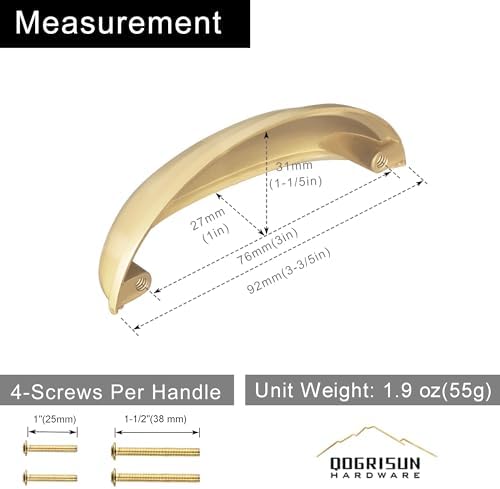 QOGRISUN 10-Pack Solid Brass Cabinet Bin Pul