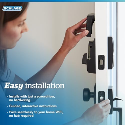Schlage BE499WB CAM 625 WiFi Smart Deadbolt Lock - Secure effortless home entry