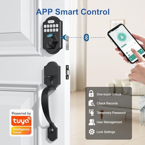Secure Front Door Lock Set with Fingerprint App Control