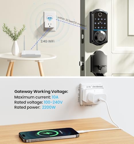 Veise Smart Lock with Handle Set and G1 Gateway