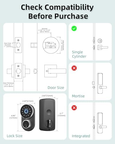 Onemake Keypad Fingerprint Deadbolt Smart Door Lock with Keyless Entry