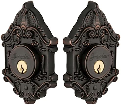 Grandeur Victorian Solid Brass Rose Keyed Double Cylinder Deadbolt