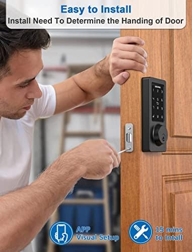 GEONFINO Smart WiFi Bluetooth Deadbolt Lock with Keyless Entry and Alexa Voice Control