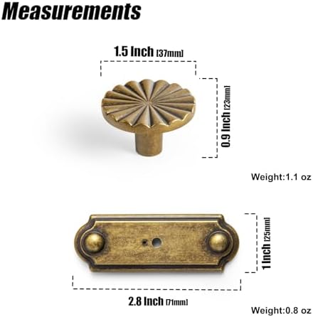 6-Piece Antique Brass Cabinet Knob Set with Backplate
