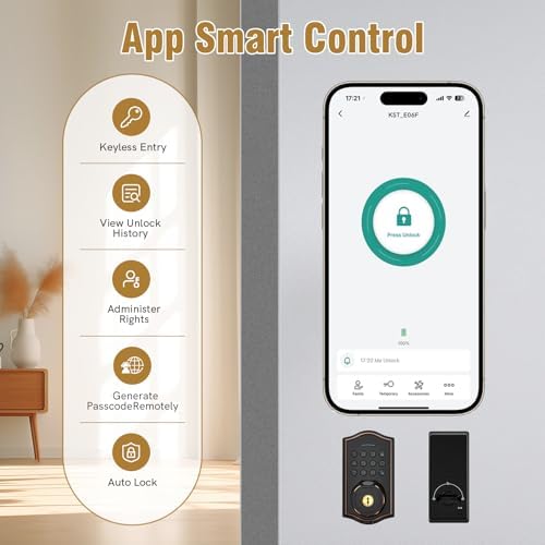 Sleek Fingerprint Door Lock with 10 Second Auto-Lock App Control