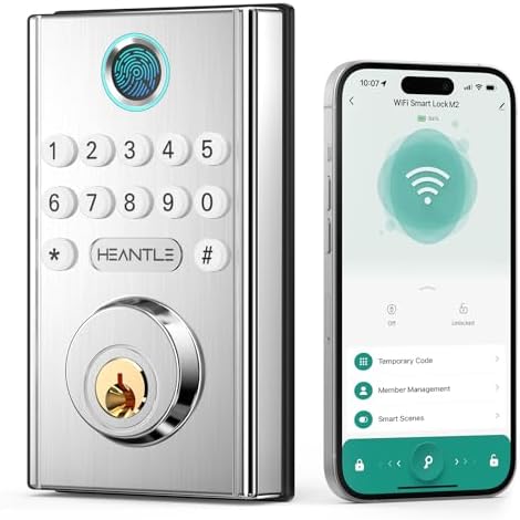 HEANTLE WiFi Smart Lock with Fingerprint Entry for Front Door