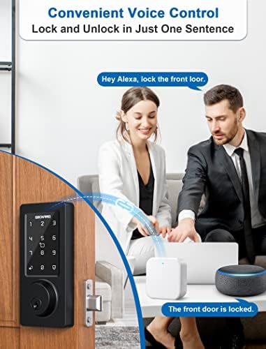 GEONFINO Smart WiFi Bluetooth Deadbolt Lock with Keyless Entry and Alexa Voice Control
