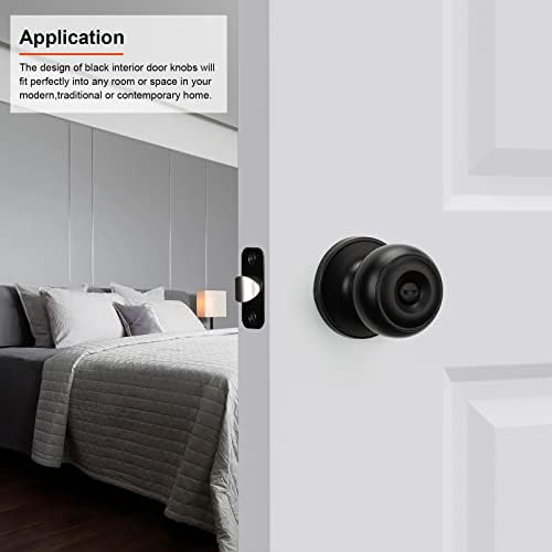 Haidms 8 Pack Matte Black Interior Door Knobs