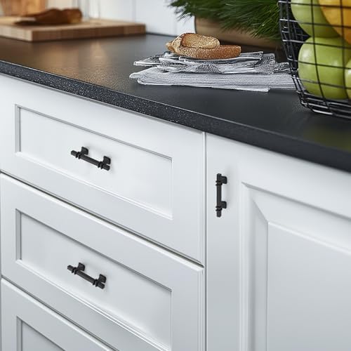 30 Pack 3 Inch Black Cabinet Handles Square Zinc Alloy Pulls