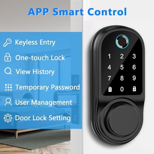 Secure Modern Door Lock with Fingerprint Keyless Entry
