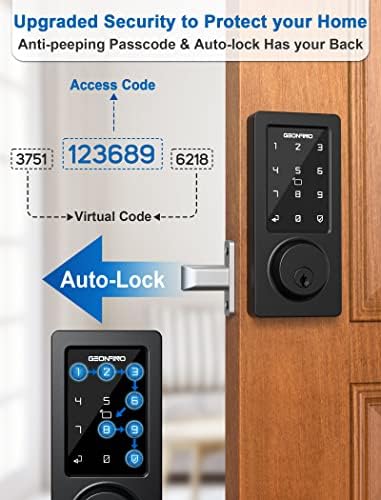 GEONFINO Smart WiFi Bluetooth Deadbolt Lock with Keyless Entry and Alexa Voice Control