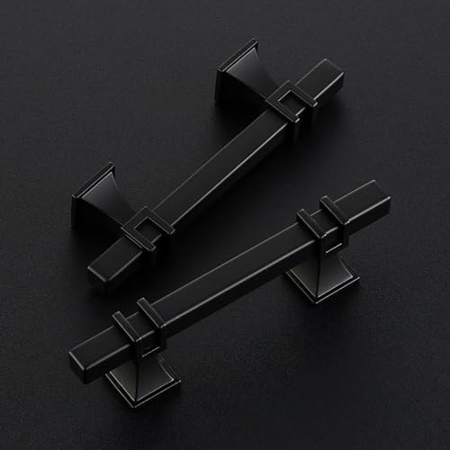 30 Pack 3 Inch Black Cabinet Handles Square Zinc Alloy Pulls