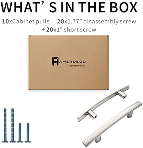 Sturdy 10-Pack Kitchen Cabinet Pulls 3 Hole Center Brushed Nickel Finish