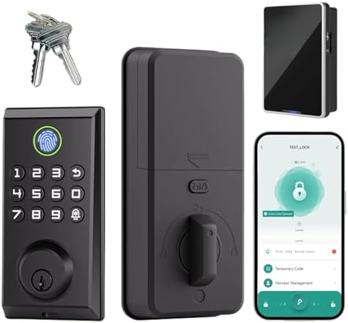 Smart Deadbolt with Alexa TuyaFingerPrint Entry Black Includes Camera