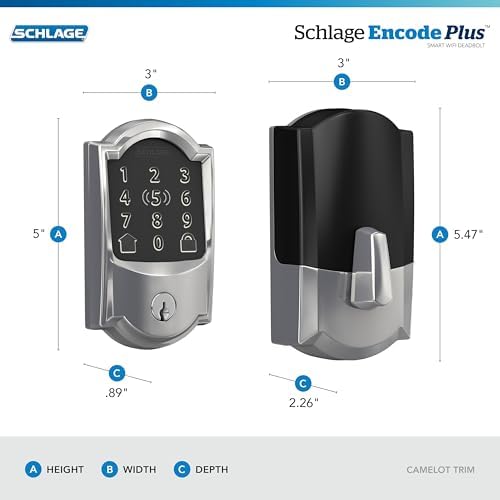 Schlage BE499WB CAM 625 WiFi Smart Deadbolt Lock - Secure effortless home entry